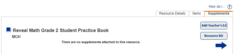 Supplements sub-tab for math textbook.